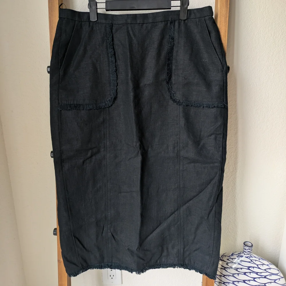 NWT J. Crew Women's Black Linen Pencil Skirt - Size 14
